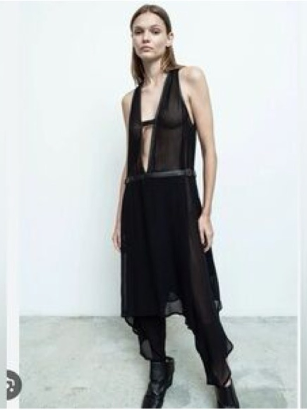 Nicholas K Jumpsuit Black Sheer V Neck Sleeveless Dress Size XS